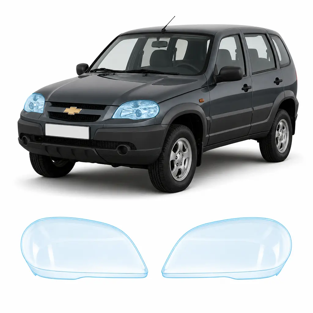 Антигравійна захисна бронеплівка за лекалами для Chevrolet Niva I facelift 2009-2020 - оптика (фари та ПТФ)