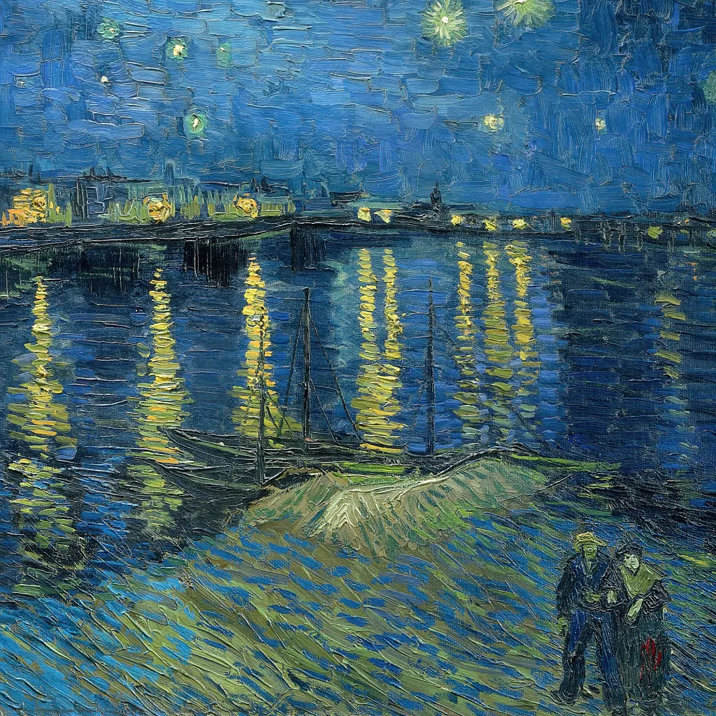 Інтер'єрна картина Зоряна ніч над Роною, Вінсент ван Гог, Vincent van Gogh, Starry Night, інтер'єрний декор, 45×60 см (id6660) - фото 6