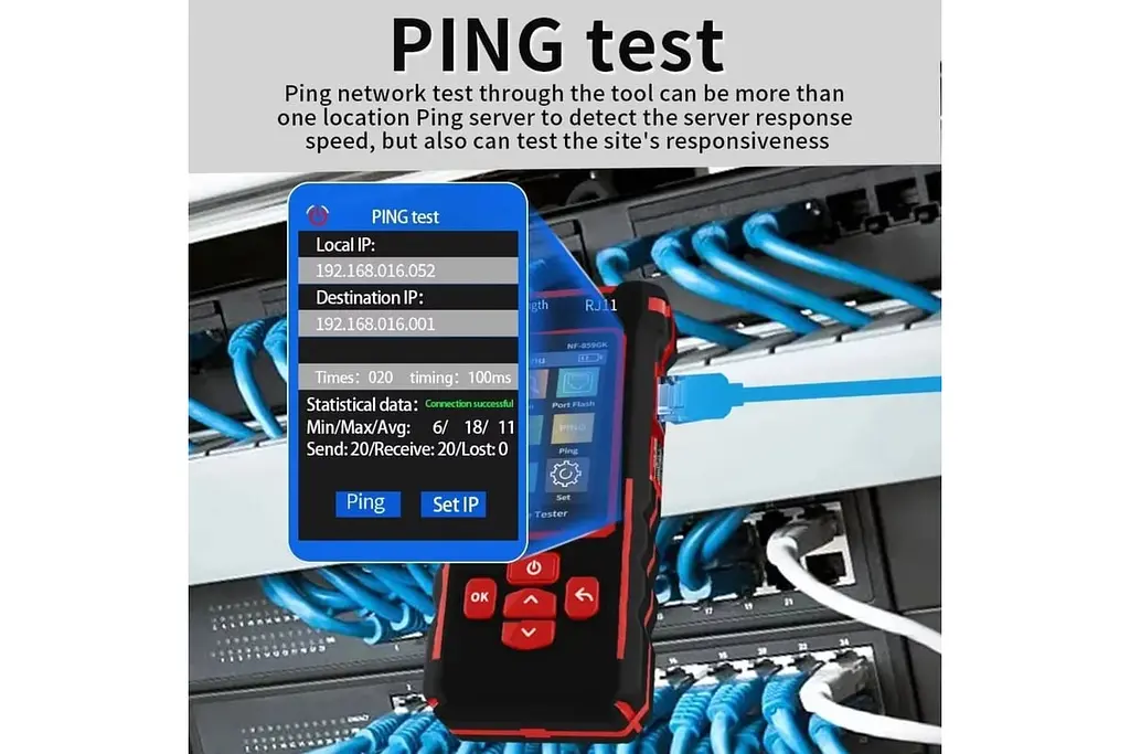 Багатофункціональний кабельний тестер Noyafa NF-859GK PoE тестер вітой пари, Wiremap, SCAN, NCV, QC, VFL, PING, IP-scan, RJ45 (19805) - фото 10