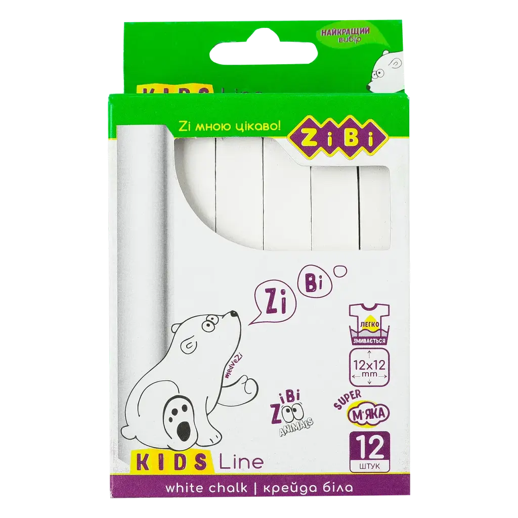 Крейда біла квадратна, 12 шт KIDS Line ZB.6703-12 ZiBi