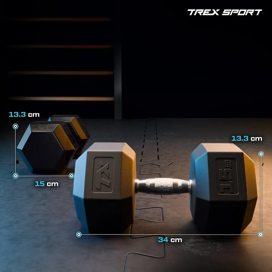 Гантеля шестигранна прогумована TX-150RD Trex Sport 15кг - фото 2