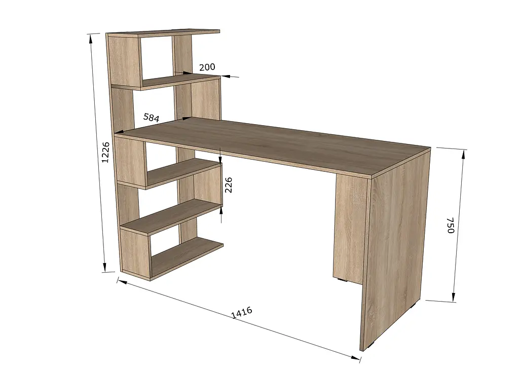 Стол компьютерный Moreli Roland 1416х1226х600 мм Бетон/Белый (zg-s24-beton-white) - фото 2