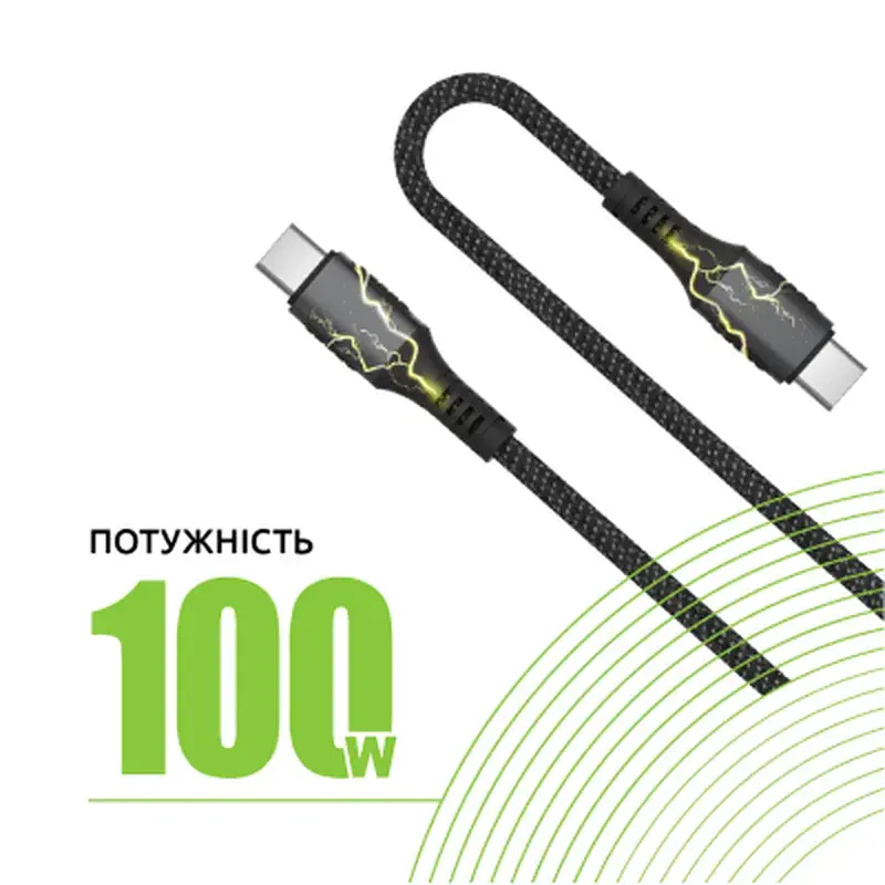 Дата кабель USB-C to USB-C 2.0m CBGPD100WTT2 100W Intaleo (1283126559570) - фото 4