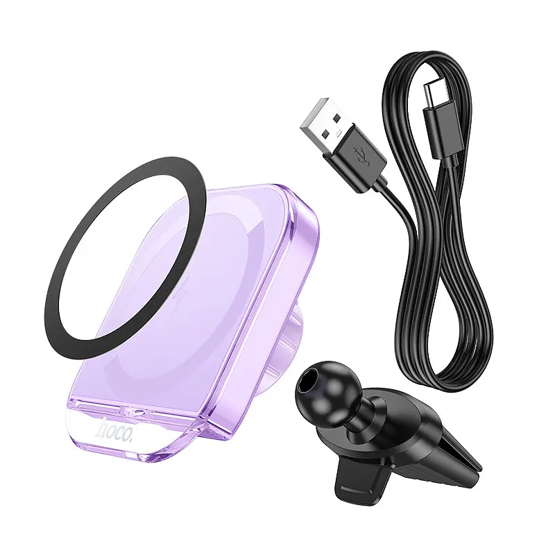 Автотримач із БЗУ HW17 Crystal (air outlet) Romantic purple Hoco teh0029270 - фото 2