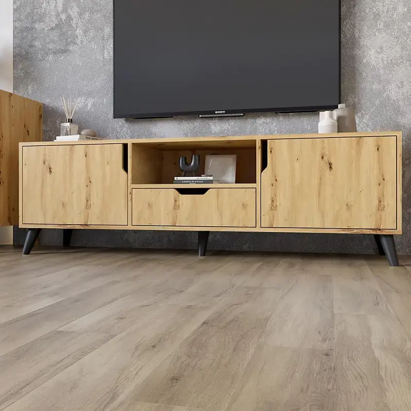 Комплект меблів для вітальні М-ЗОН Борн Дуб Артизан 5 предметів з чорними ніжками (MZN-031072) - фото 3