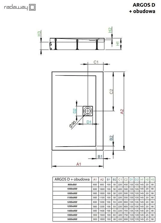 Душовий піддон Radaway Argos D 140x90 4ADN914-02 - фото 5