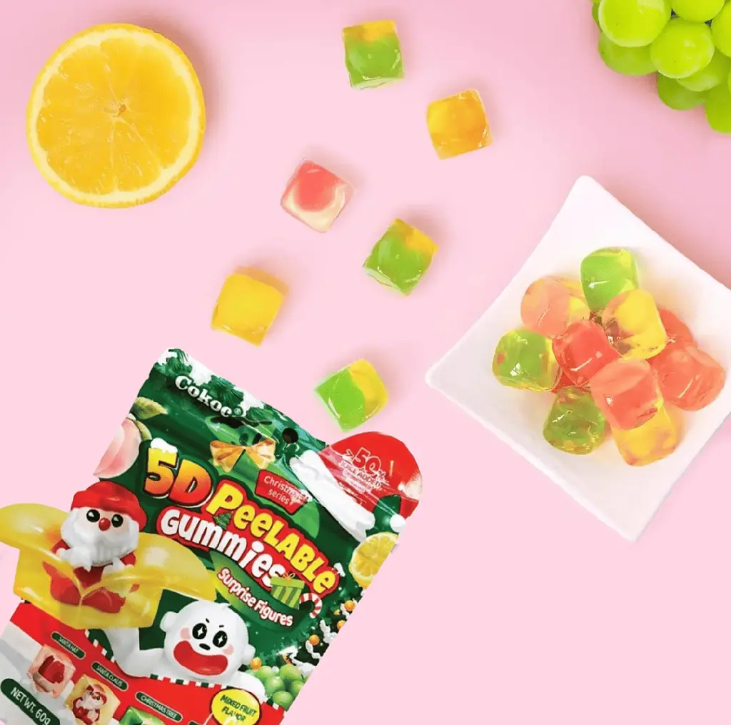 Желейні цукерки Cokoc 5D Peelable Gummies Mixed Fruit Christmas 60г - фото 2