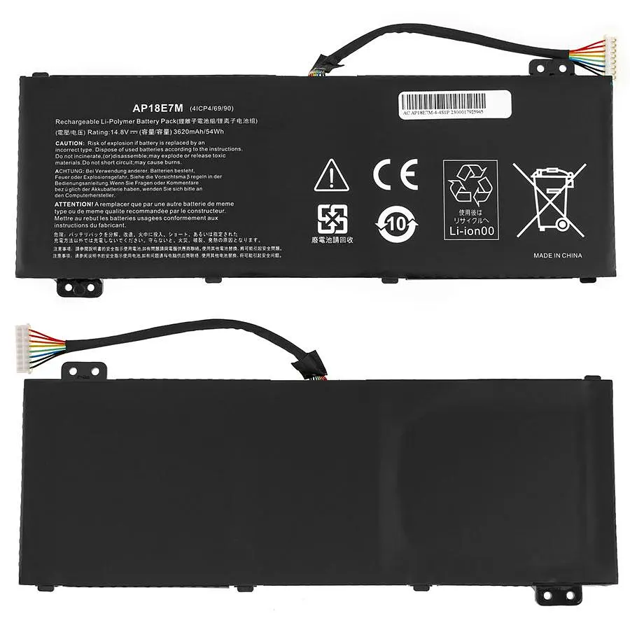 Батарея для ноутбука Acer AP18E7M (Aspire: A715-74G AN515-54 CN517-71 PT315-51 PT317-53 series) 14.8V 3620mAh 54Wh Чорний - фото 2