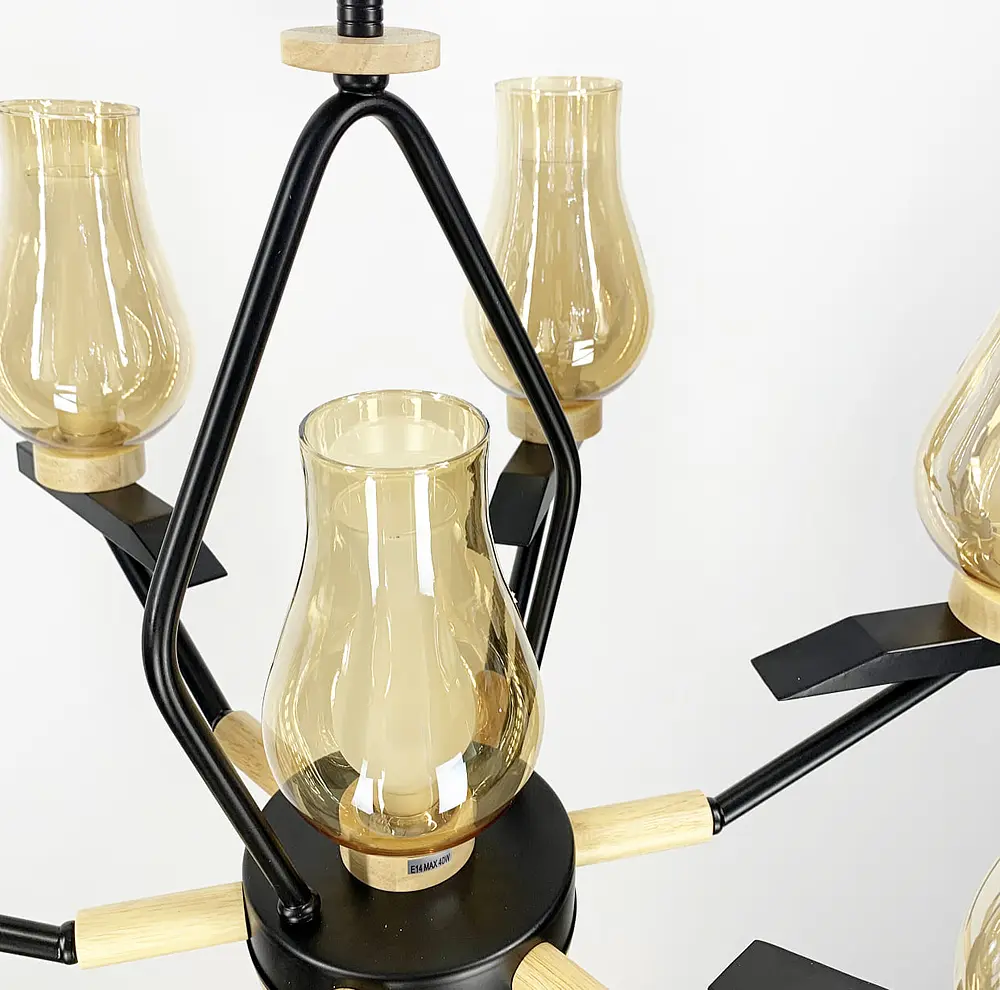 Подвесная люстра с деревянной фурнитурой Line.F ZL 467/6+1 - фото 6