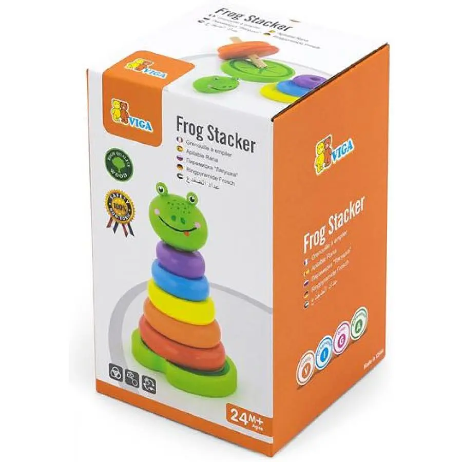 Пирамидка Viga Toys Лягушка деревянная (50258) - фото 3