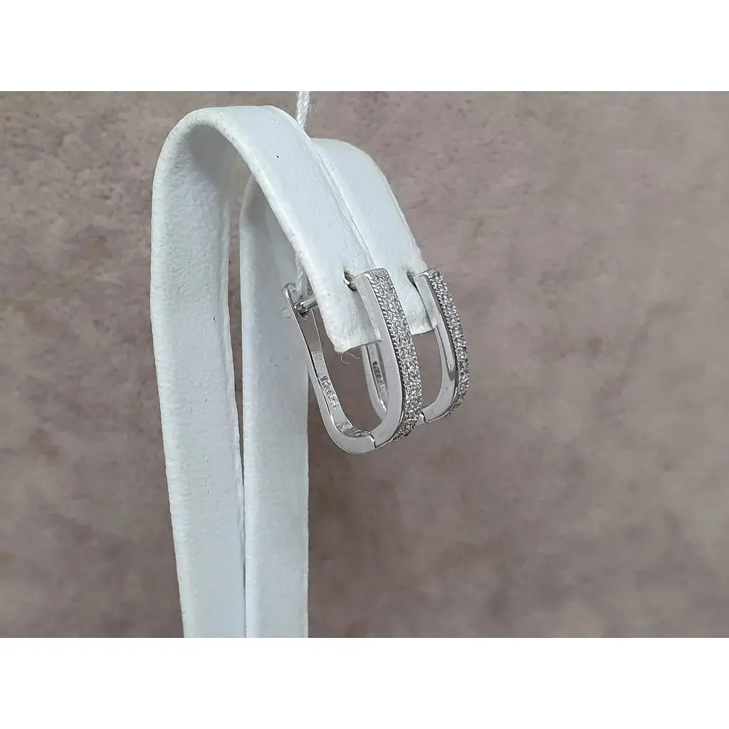 Срібні сережки TOP Silver з фіанітами. 520387Б - фото 3