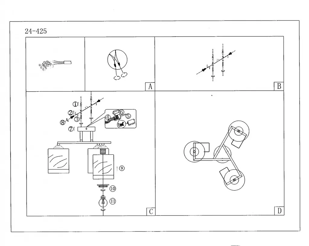 Люстра потолочная Brille E27 40W BK (LK-688C/3) - фото 4