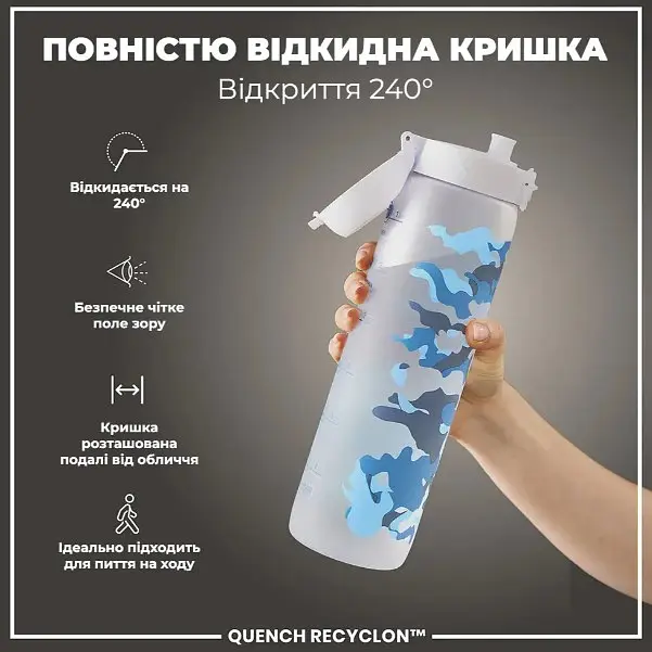 Бутылка для воды ION8 1000 мл BPA Free Times To Drink (ЭКО бутылка) Camo (I8RF1000PICAMO) - фото 3