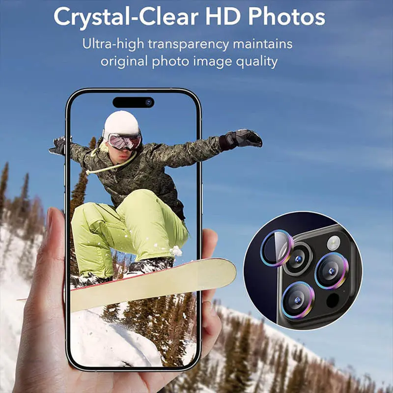 Захисне скло Metal Classic на камеру (у упак.) для Apple iPhone 14 Pro (6.1) / 14 Pro Max (6.7) Бузковий / Rainbow - фото 4