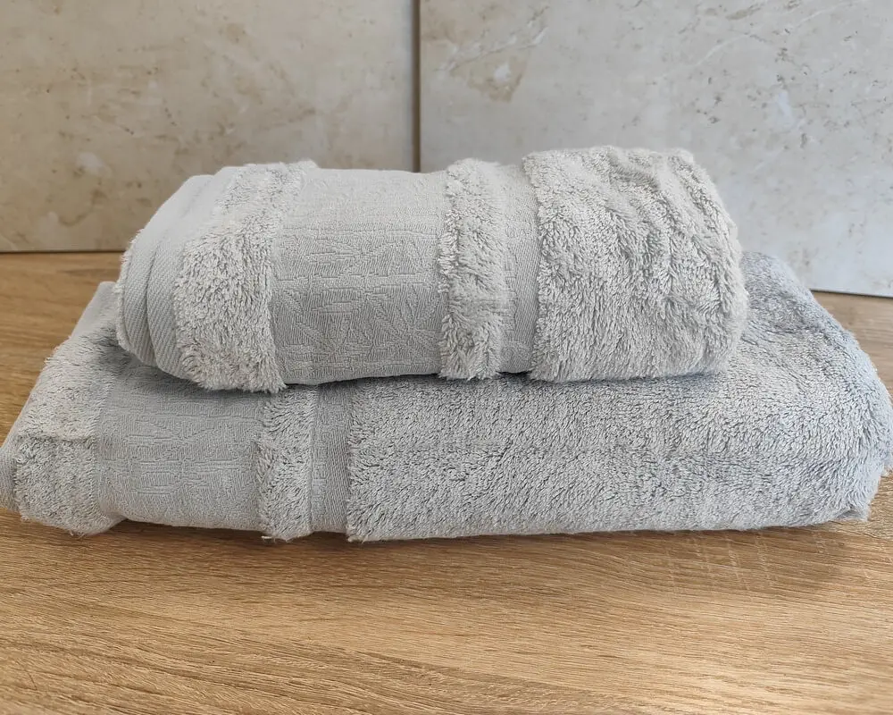 Набір турецьких бамбукових махрових рушників Cestepe 50х90+70х140 Bamboo Aymira Silver - фото 4