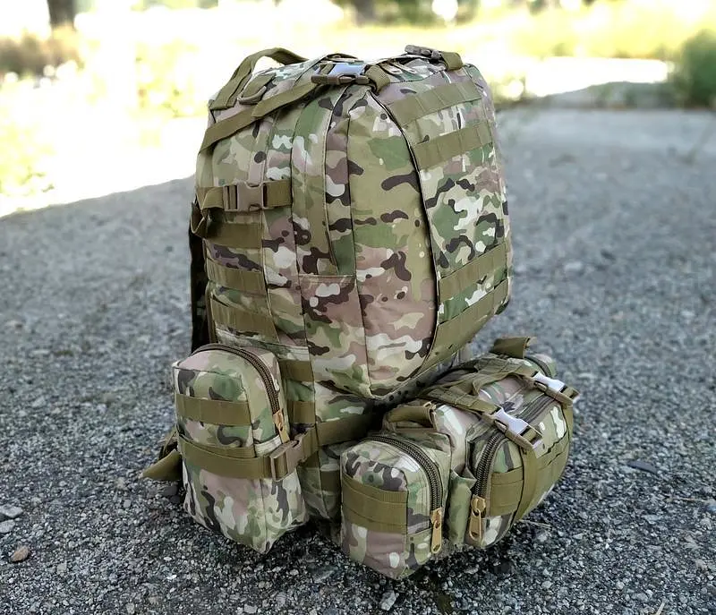 Тактичний великий рюкзак Мультикам TacticBag 45-55л з підсумками (Камуфляж) - фото 6