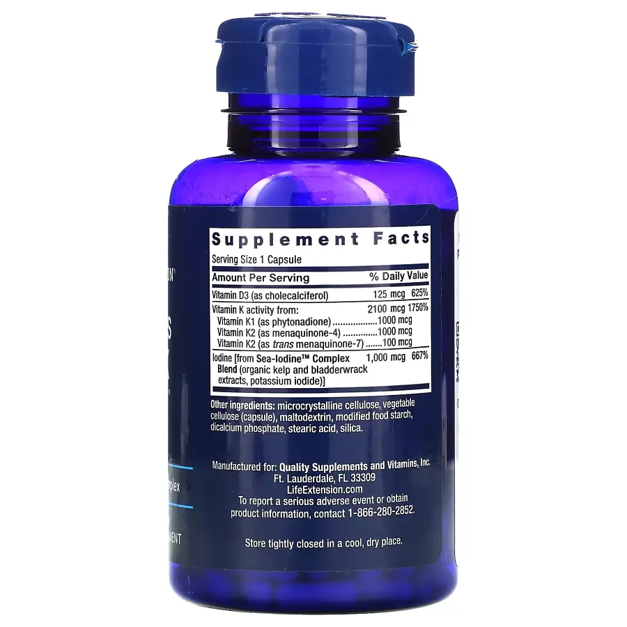 Вітаміни та мінерали Life Extension Vitamins D and K with Sea-Iodine, 60 капсул - фото 2