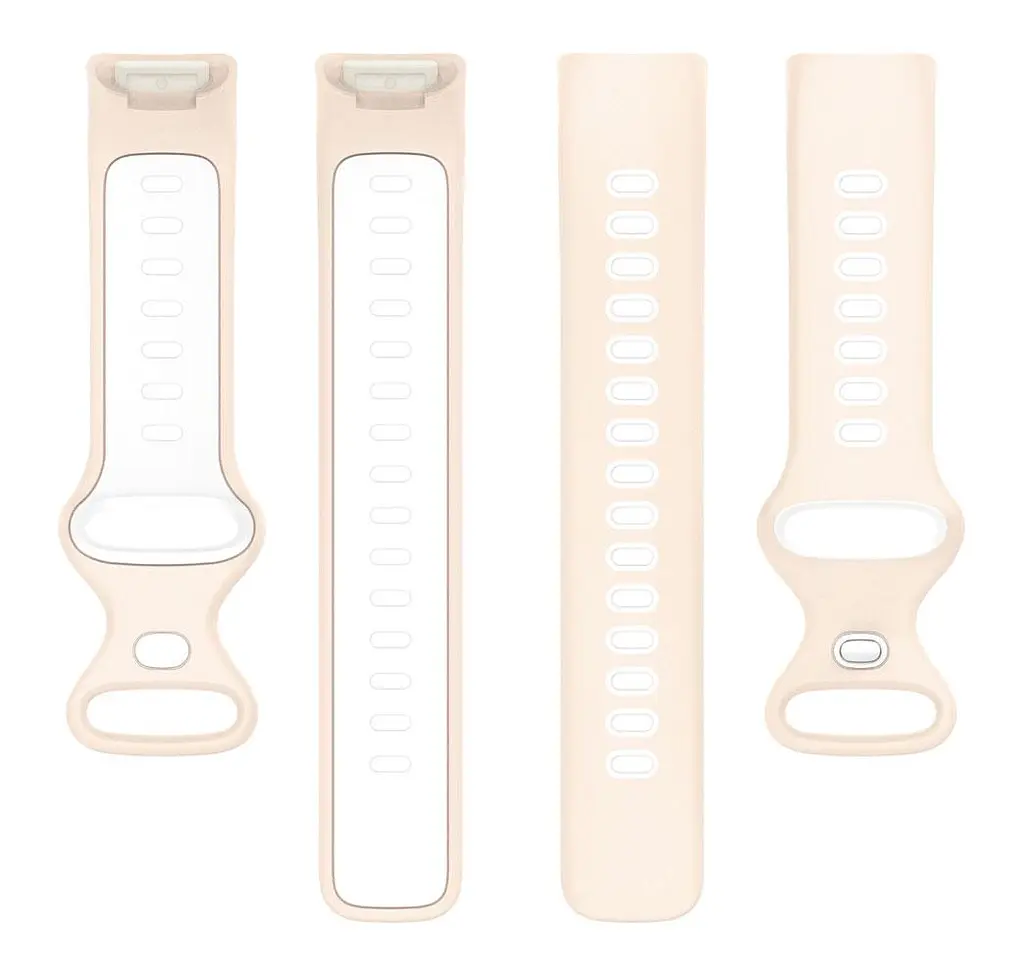 Силиконовый ремешок Primolux Sport для фитнес браслета Fitbit Charge 5/Charge 6 Pink White/размер М - фото 5