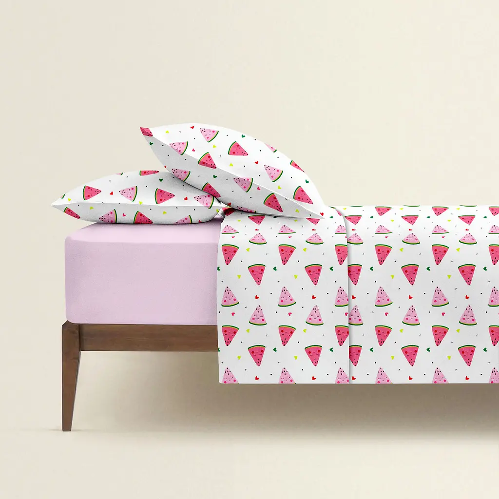 Євро постільна білизна з простирадлом на резинці HAPPY WATERMELON CS1 COSAS (4822052413074) - фото 2