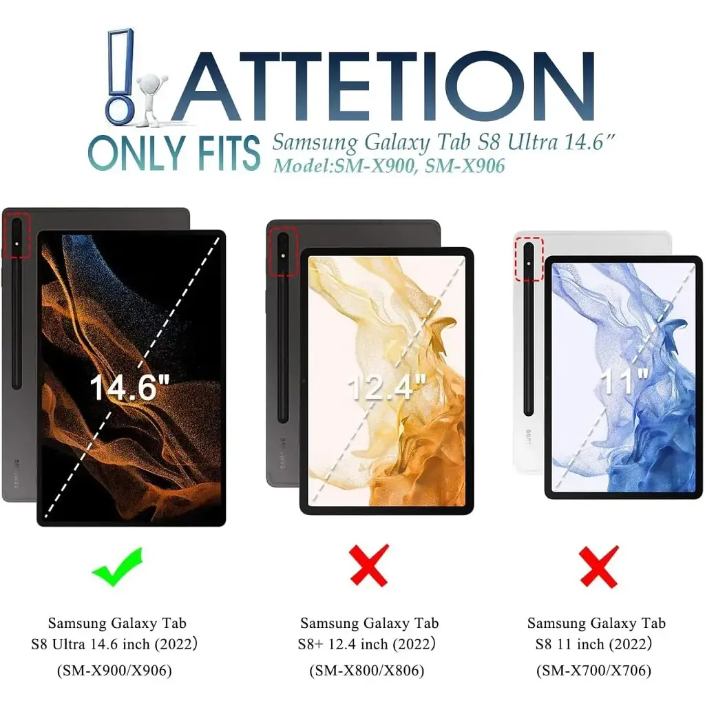 Чехол для клавиатуры с подсветкой для Samsung Galaxy Tab S8 Ultra 14.6" 2022 с держателем для ручки S - фото 7