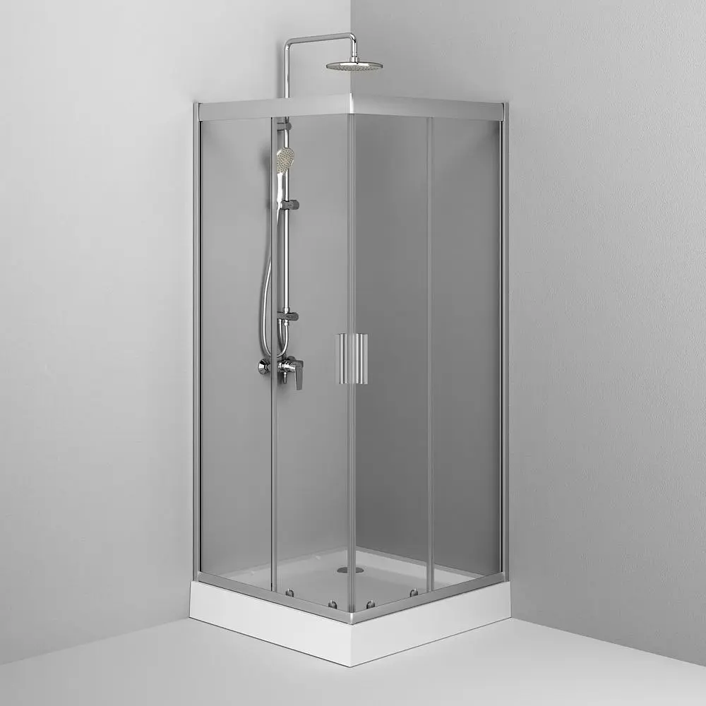Душова кабіна Am.Pm Gem Square Slide 90x90 см без піддону хром матовий W90UG-403-090MT, Хром матовий, Універсальна, прозрачний, хром матовий - фото 4