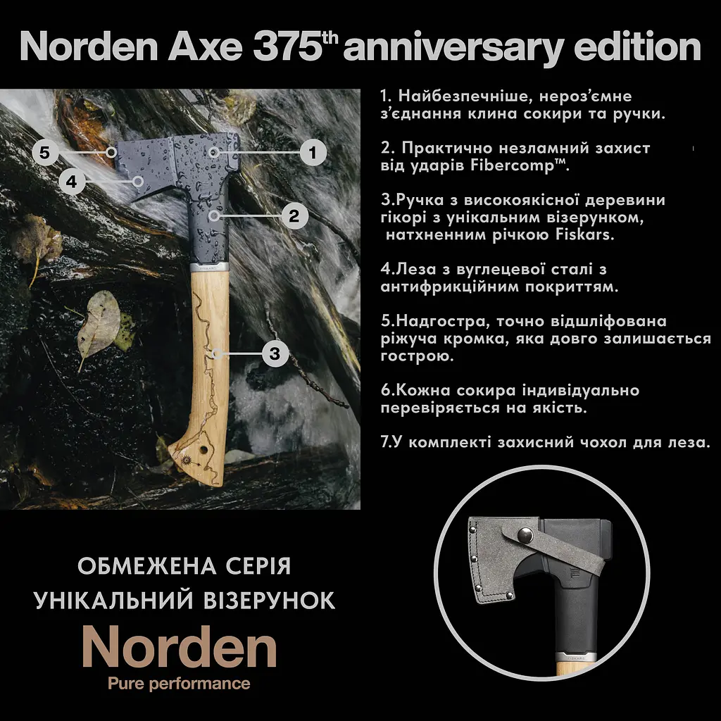 Сокира Fiskars Norden 375, ювілейне видання (1075438) - фото 6