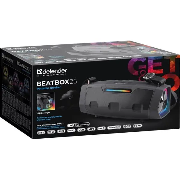Портативна акустика Defender Beatbox 25 25Вт Black (65325) - фото 11