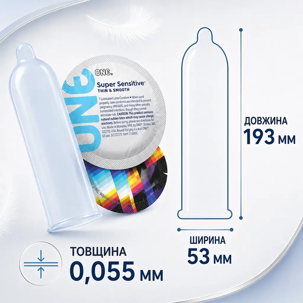 Презервативи ONE Super Sensitive 15 ШТУК, ультратонкі суперчутливі гладкі презервативи, латексні, змащені - фото 2