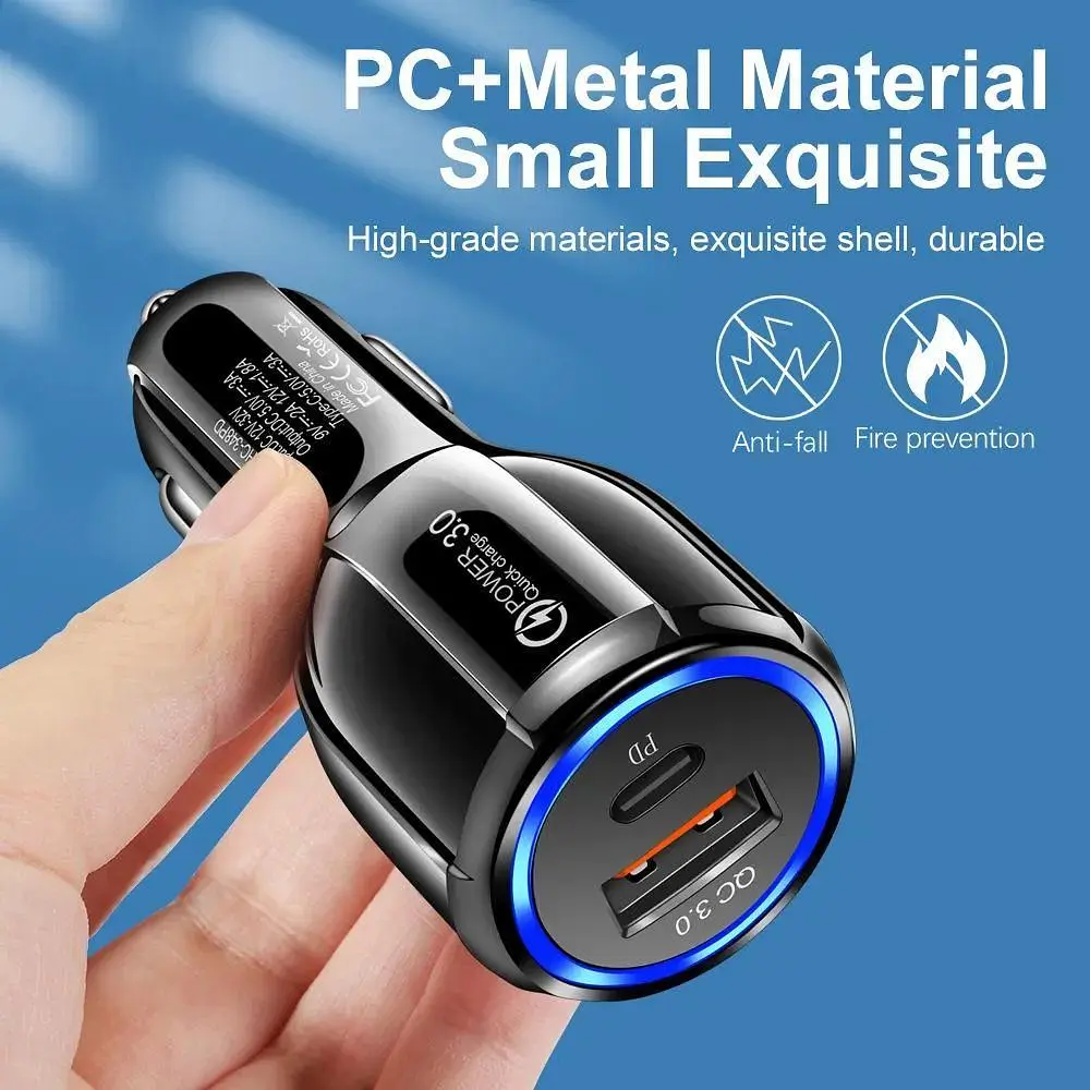Автомобільний зарядний пристрій No Brand CWa USB - Type-C QC 3.0 Black (Н051037) - фото 5