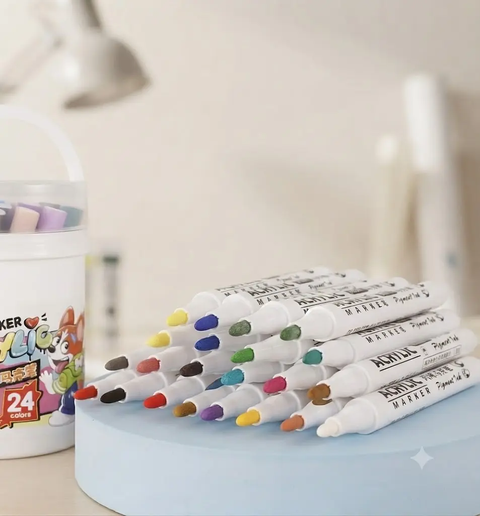 Акварельні маркери 24 Water color pen / Набір маркерів у білому відерці / Художні маркери - фото 2