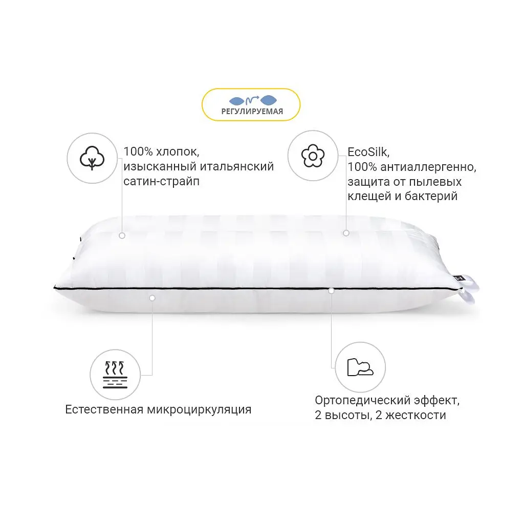 Подушка MirSon ортопедична Premium антиаллергенная 50x70 см (2200000008558) - фото 5