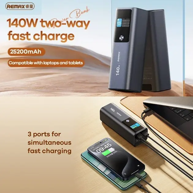 Універсальна мобільна батарея - Павербанк Remax RPP-662 25200mAh PD 140W QC 22.5 W з дисплеєм - фото 8