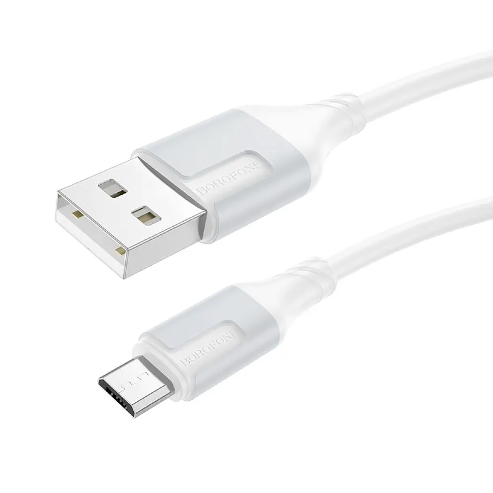 Кабель для заряджання USB Borofone BX101 Creator USB-MicroUSB 2.4A 1 м Білий