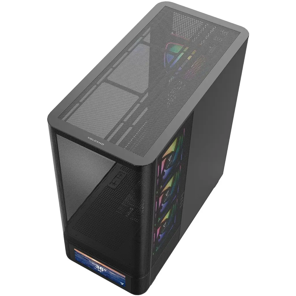 Корпус Modecom VOLCANO AQ500 ARGB MIDI FRONT LCD 6,2”, 4x120 мм fans BLACK без БЖ ATX (MC-A-AQ500-4FA-B) - фото 6