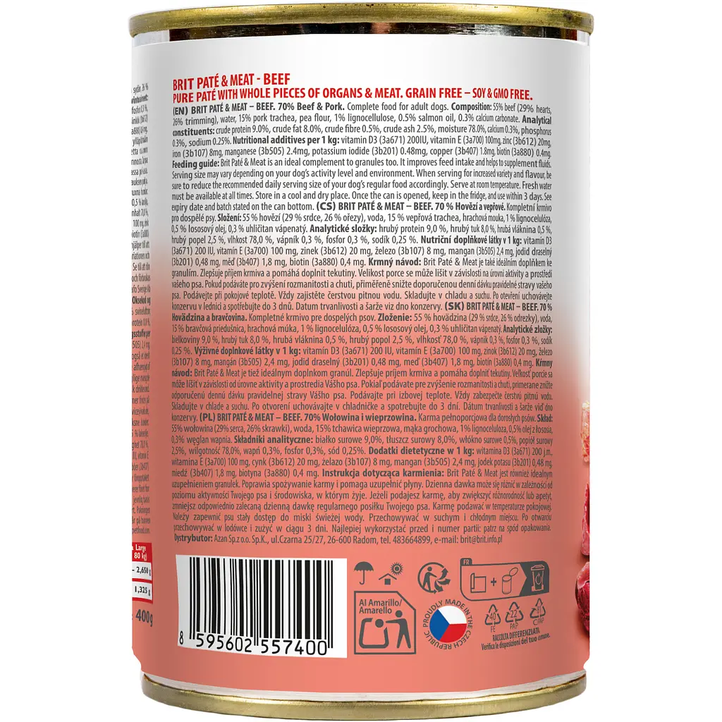 Вологий корм для собак Brit Pate & Meat Beef з яловичиною 400 г - фото 3