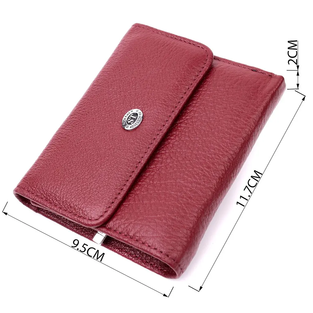 Шкіряний жіночий гаманець із монетницею ST Leather 19480 бордовий - фото 6