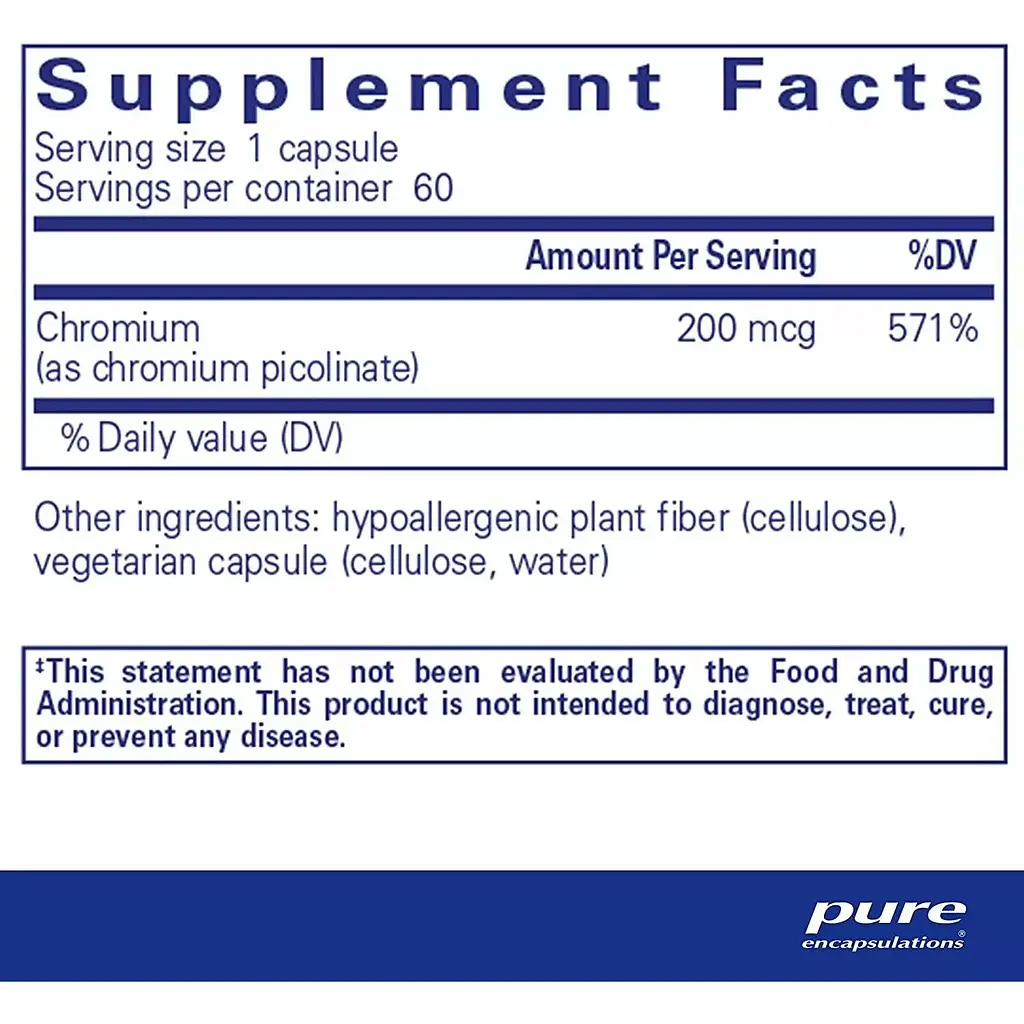 Хром піколінат Pure Encapsulations 200 мкг 60 капсул - фото 2