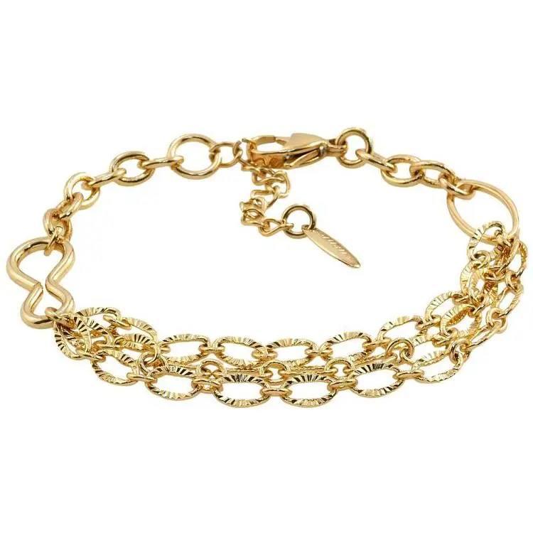 Браслет XUPING Позолота 18K "Плетіння Комбіноване" довжина з дод. ланцюжком 19.5-22.5см х 5-10мм (157710)