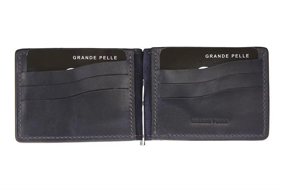 Стильный мужской зажим для денег из кожи GRANDE PELLE 12х8х1 см acs0024462 - фото 2