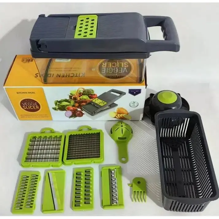 Мультислайсер 14 в 1 KitchenAid Kitchen Ideas Veggie Slicer HA-347 ручна багатофункціональна овочерізка з контейнером - фото 5