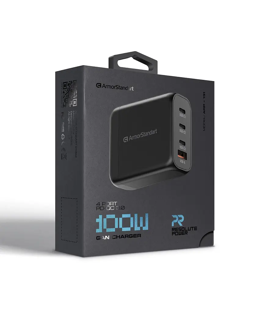 Зарядний пристрій Armorstandart Resolute Power ARP-131 100W GaN Black (ARM70024) - фото 4