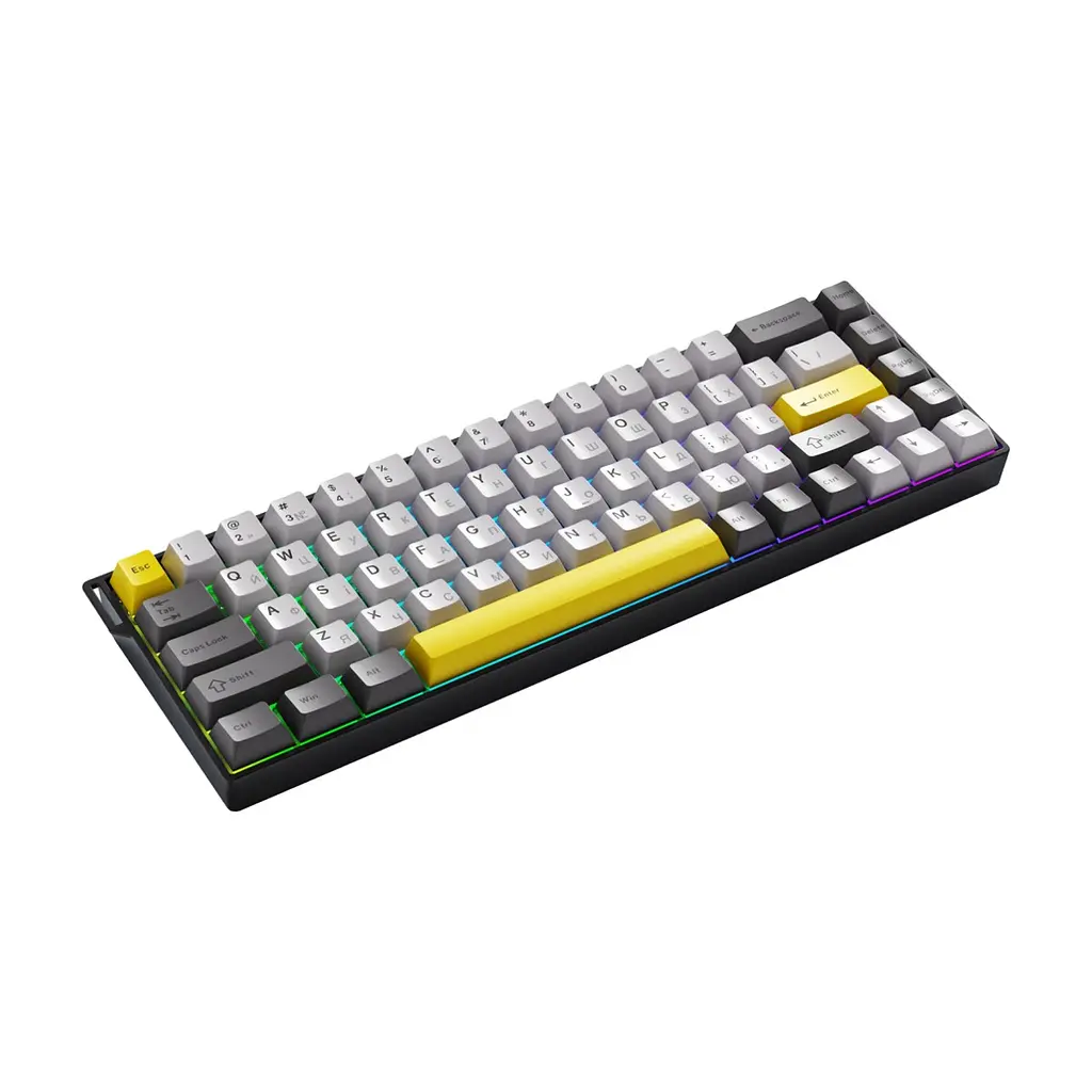 Клавіатура Ajazz AK680 V2 Ice Island Magnetic Switch USB UA Black/Gray/Yellow (AK680-V2-I-BGY) - фото 4