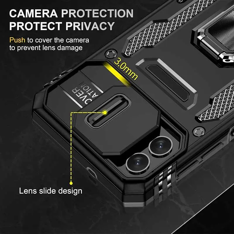 Чехол ударопрочный Epik Camshield Army Ring для Samsung Galaxy A07 Черный/Black - фото 3