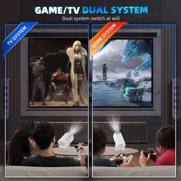 Ігровий проектор Smart TV 3D Game для кіно та ігор смарт домашній кінотеатр з джойстиками 4K Android 11 1080P 1280*720P HD Dual Wi-Fi 6 Bluetooth 5.0 з пультом ДУ 30000 ігор UKC S40 Max - фото 10