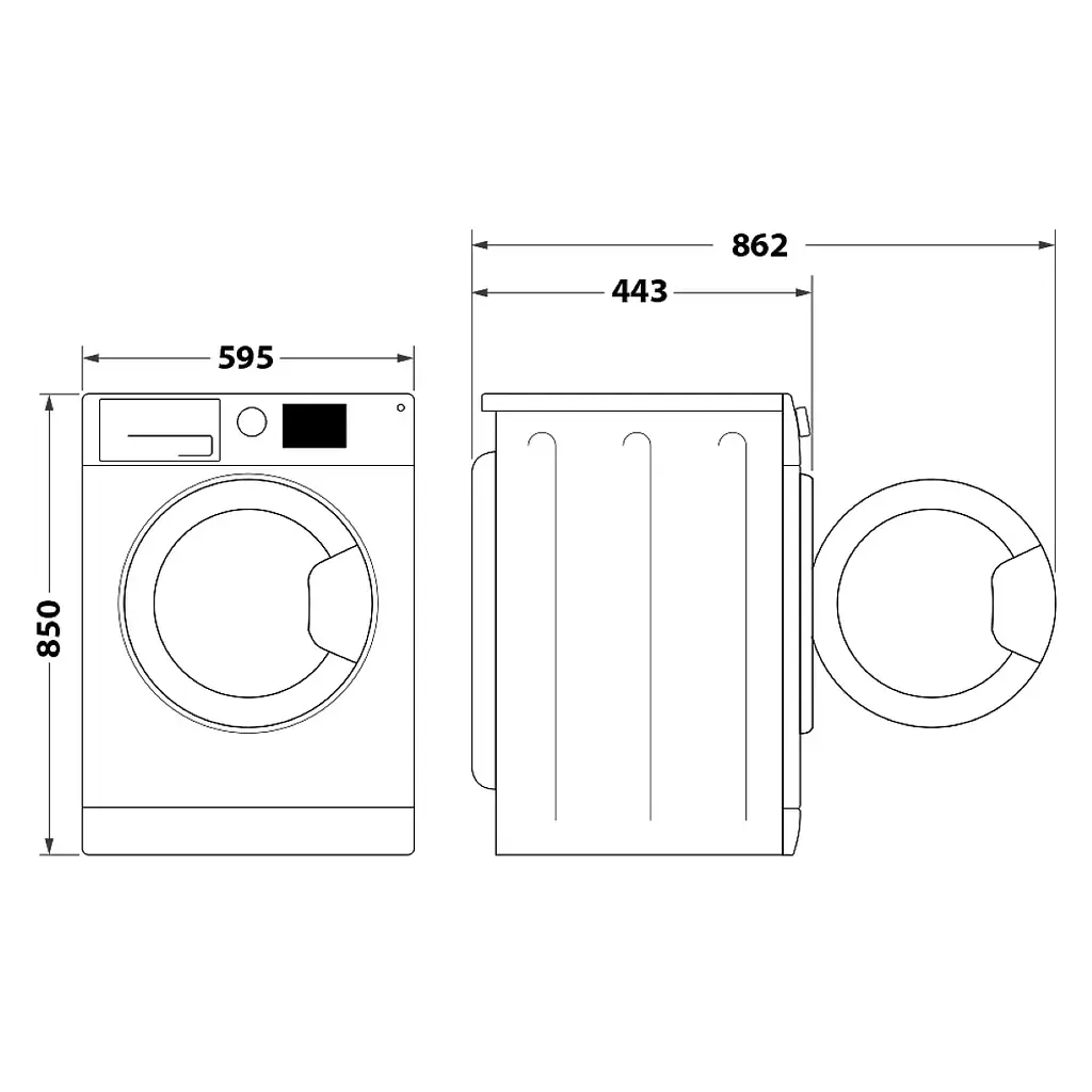 Стиральная машина Indesit фронтальная, 6 кг, 1200, A+++, 43 см, дисплей, инвертор, люк черный, белый - фото 6
