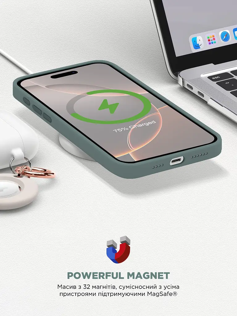 Силиконовый чехол с MagSafe для Apple iPhone 16 Pro, ICON2 MagCase, зеленый, противоударный, панель с мягкой подкладкой, защита всего корпуса, поддержка беспроводной зарядки, совместим с защитными стеклами и пленками, ArmorStandart (ARM81318) - фото 9