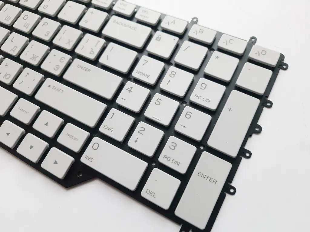 Клавіатура для ноутбуків Dell Alienware M17 R2 клавіатура біла без рамки, з різнокольоровим підсвічуванням - фото 2