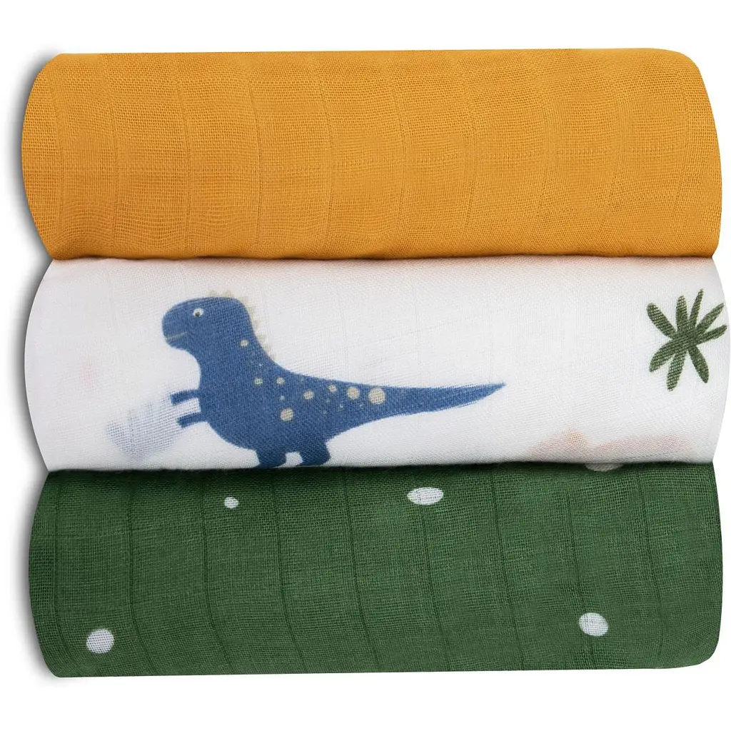 Багаторазова пелюшка Lionelo Bamboo Set Dino, 70х70 см, 3 шт., зелена/біла/жовта (LO-DINO BAMBOO BOX MULTICOLOR) - фото 8