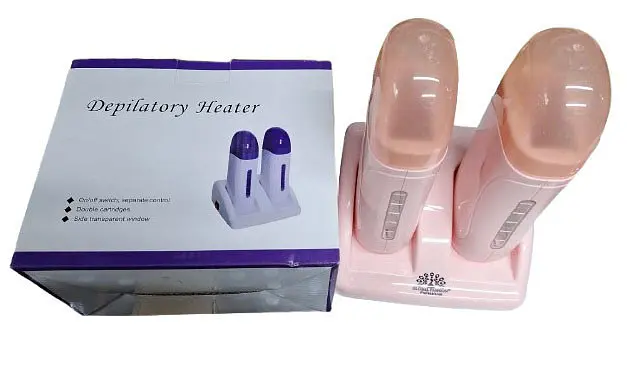 Воскоплав двухкассетный Global Fashion Depilatory Heater 2в1 с подставкой для депиляции волос Персиковый 40 Вт - фото 2