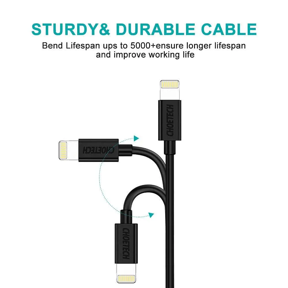Кабель Choetech Lightning USB 2.0 AM to Lightning 1.8m Black (IP0027-BK) - фото 4